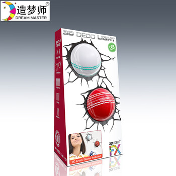 造梦师3D创意壁灯迷你板球3D裂纹墙纸壁纸装饰 卧室书房个性灯具