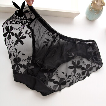 内衣 女式内裤 花花公子(playboy) 2018新品流光夏刺绣网纱性感内裤女