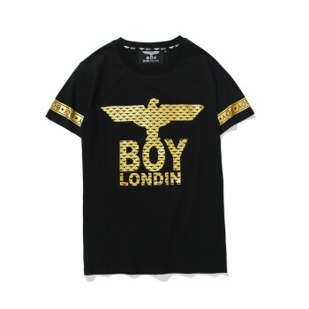 boy london潮牌2018夏季新款logo老鹰烫金背后十字情侣男女款短袖t恤