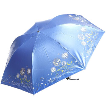天堂 雪月风花黒涤彩胶三折超细晴雨伞铅笔伞 307E青兰色