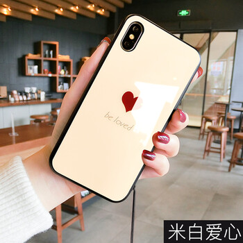 优旋网红苹果玻璃6s手机壳爱心iphone7/8plus手机套女硬壳ipx镜面游侠手机网图片