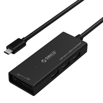 奥睿科（ORICO）CH3SF USB3.1/Type-C高速3口USB3.0扩展HUB集线器分线器 带TF/SD读卡功能 笔记本配件 黑色