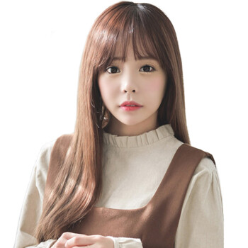 姬玛(gemma) 真发假发女长直发 时尚空气刘海长发 整顶假发 djz033 黑