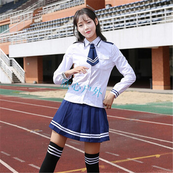 英伦学院风校服套装韩国制服水手服韩版高中学生装班服海军服秋 衬衫