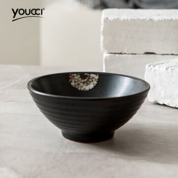 youcci悠瓷 日式餐具陶瓷碗家用米饭碗防烫碗高脚碗5英寸吃饭碗 菊花