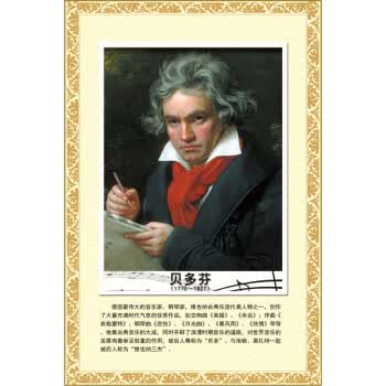 音乐家贝多芬肖邦莫扎特简介教室琴行书房海报实木装饰挂画框定制