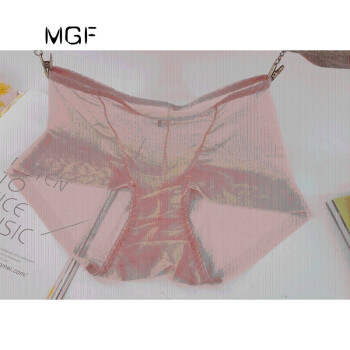 全透明冰丝内裤 无痕性感女度诱惑露毛露b薄情趣大码胖mm裤头1 裸粉色