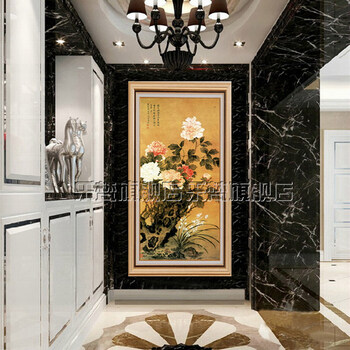 
                                        乐梵 富贵牡丹花客厅装饰画茶楼壁画玄关有框画家居饰品挂画单幅 如图 80*160                
