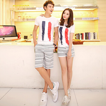 男士夏季新款沙滩短裤情侣卫裤<em>民族风</em>印花中裤