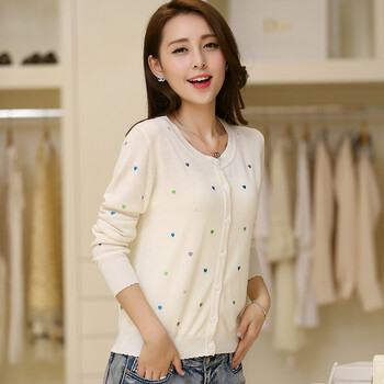 夏装新款2014 韩版<em>短款</em>长袖<em>圆领针织衫开衫</em> 宽