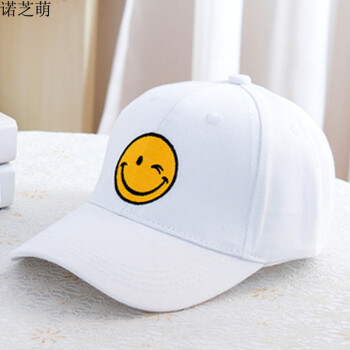男女孩儿童棒球帽 字母图案鸭舌帽休闲太阳帽遮阳帽子nd193 笑脸白色