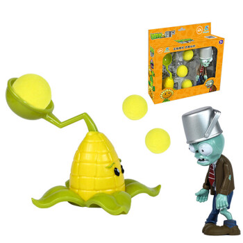 玩具2回旋镖巨人僵尸豌豆射手公仔植物套装儿童玩具硬胶玉米投手组合