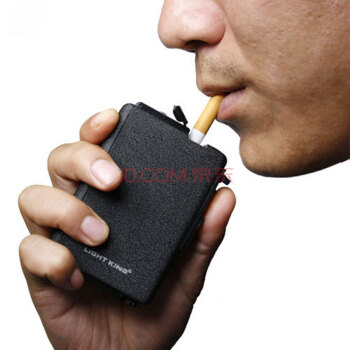 20支装自动弹烟盒带打火机烟具 直冲薄创意金属菸盒烟盒子烟盒自动弹烟盒带防风充气打火机