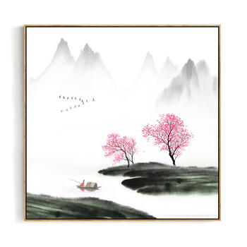 智汇 装饰画客厅 新中式水墨风景禅意山水挂画办公室玄关书房装饰画沙