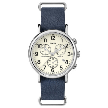 天美时（TIMEX）手表 Weekender系列石英蓝色针扣皮带中性手表米色表盘TW2P62100