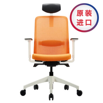 韩国原装进口 DUOREST 舒森 人体工学椅 电脑椅 办公椅 QU-400C 橙色 白框