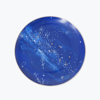 百越森 北欧创意陶瓷星球图案金边餐盘子星空水果盘月球艺术点心盘干