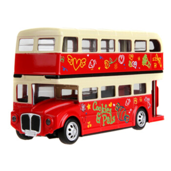 DOUBLE HORSES合金玩具车 巴士双层公交校车房车公共汽车儿童玩具车男孩玩具 伦敦双层巴士