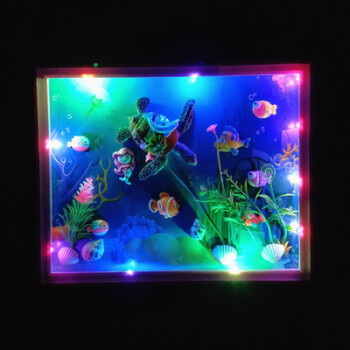 装饰画3d立体海洋世界手工制作粘贴画材料包 大海龟(含相框 带彩灯)