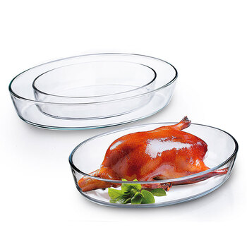 
                                                                                菲内克斯 钢化玻璃烤盘椭圆形鱼盘菜碟蛋糕盘 微波炉适用 3.0L烤盘/9162                