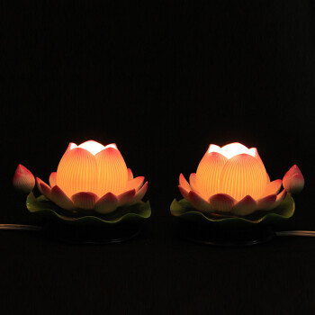 
                                        茗丰堂佛艺 佛教用品供佛灯 供奉陶瓷莲花灯佛供灯 长明灯手彩佛具                