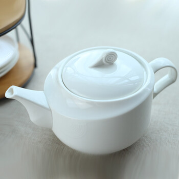 
                                        睦菠萝 宜家简约创意时尚双层竹托白瓷茶具套装 咖啡杯套装 陶瓷茶杯茶壶茶盘组 白色                