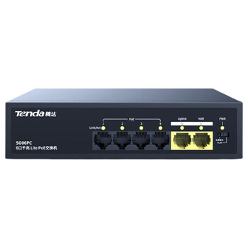 Tenda腾达6/5口千兆4口PoE供电交换机 双上联监控摄像头专用 网络交换器网线分线器一分四 SG06PC Tenda腾达6/5口千兆4口PoE供电交换机 双上联监控摄像头专用 网络交换器网线分线器一分四 SG06PC