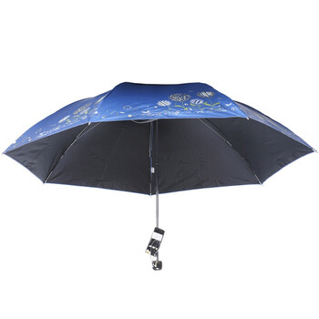 天堂 雪月风花黒涤彩胶三折超细晴雨伞铅笔伞 307E青兰色
