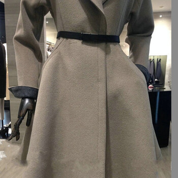 哒哇依 新款呢子大衣韩版修身中长款毛呢大衣外套女 藏青色 XL