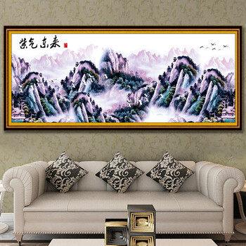 
                                        鸿胤蒙娜丽莎粘钻十字绣钻石秀满钻新款钻石画紫气东来5D钻石绣贴钻画客厅风景画系列砖石画点钻 Z327(MK1235) 长1.86米*宽0.69米                
