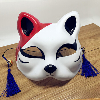 猫面具手绘 半脸猫面具 日式和风狐狸 动漫男女猫脸cosplay舞会新