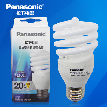 松下（Panasonic）螺旋型节能灯20W E27灯头 6支装 冷光/日光色