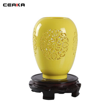 CEAKA 装饰台灯 镂空陶瓷灯 卧室台灯床头灯书房灯 中式简约时尚 黄连子 LTD13