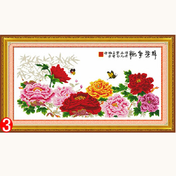 花开富贵牡丹图十字绣画印花客厅新款十字绣富贵花开美冠群芳 3号棉线