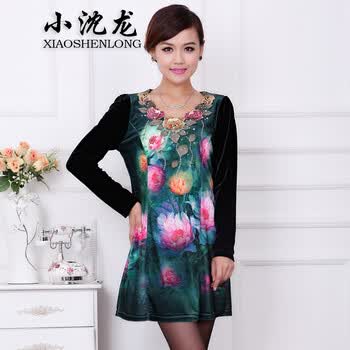 小沈龙2014<em>秋装</em>新款<em>女士宽松</em>大码女装<em>中年</em>长