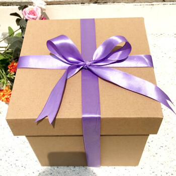 空盒正方形天地盖生日礼物包装盒礼品纸盒上新 礼盒 紫色丝带 30*30*