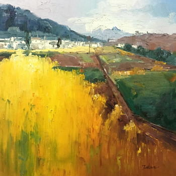 郑建丹《油菜花》01木板油画