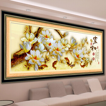 
                                        欧伦皇室方钻石十字绣钻石绣贴钻画玉兰花钻石画家和富贵新款客厅圆钻满钻水钻画5D砖石画点钻 QT6374家和富贵 尺寸长约138cm宽约51cm                