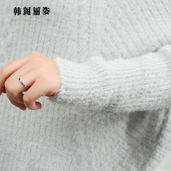 韩阁丽姿2015秋款女装上新韩版套头蝙蝠袖针织衫女628001 灰色 均码