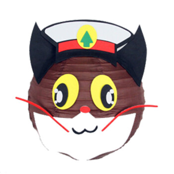 5个幼儿园手工制作材料包卡通纸灯笼diy节日装饰品立体粘贴画 黑猫
