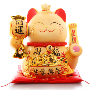 
                                        吉猫堂 金色摇手招财猫陶瓷开业礼品招财摆件大号存钱罐储蓄罐家居办公室工艺品装饰摆件 30厘米高大号彩金色生意兴隆 不存钱                