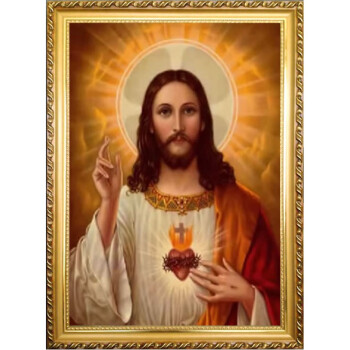 耶稣画像 以马内利 主 基督教装饰画 十字架油画艺术