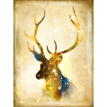 抽象黄金鹿麋鹿装饰画心现代挂画无框画油画布喷绘打印画芯 2 定制