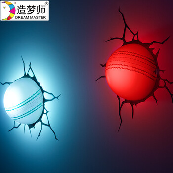 造梦师3D创意壁灯迷你板球3D裂纹墙纸壁纸装饰 卧室书房个性灯具