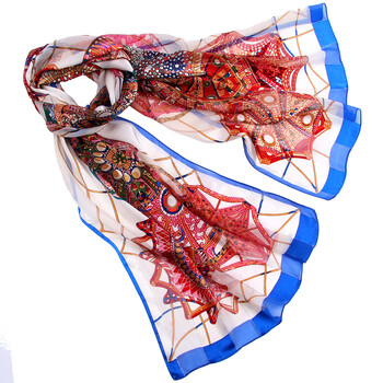 上海故事喷绘玫瑰上海缎条绡真丝围巾jd16606