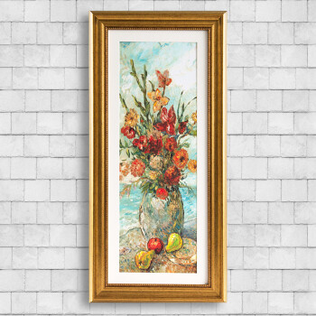贝占风格 堆锦簇 欧式装饰画餐厅花卉画客厅墙面装饰画 左款(单幅) 45*85