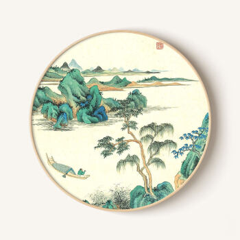中式水墨山水壁画入户玄关圆形风景装饰画山水过道走廊挂画中国风 1.