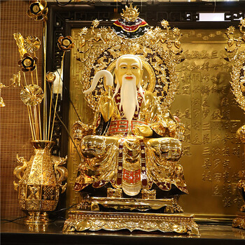 道教祖师三清道祖元始天尊太上老君台湾纯铜鎏金佛像神像摆件 125厘米