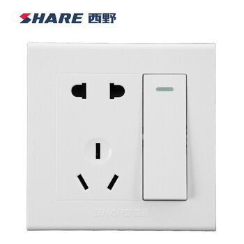 西野share 西野美雅系列面板开关插座开关五孔插座 白色86型墙壁开关