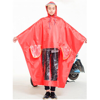 
                                        精骑士电动车雨衣摩托车双人雨衣牛津布双人加大透明大帽檐雨衣双人雨衣雨披男女成人通 156 XXXL红色                